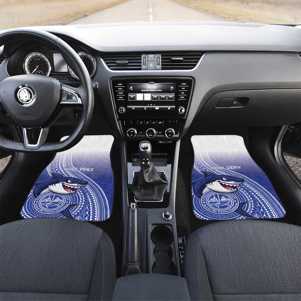 Samoana High School Car Mats Polynesian Tribal Shark LT05 Set 2pcs - Front Blue - Polynesian Pride