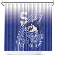 Samoana High School Shower Curtain Polynesian Tribal Shark LT05 Blue - Polynesian Pride