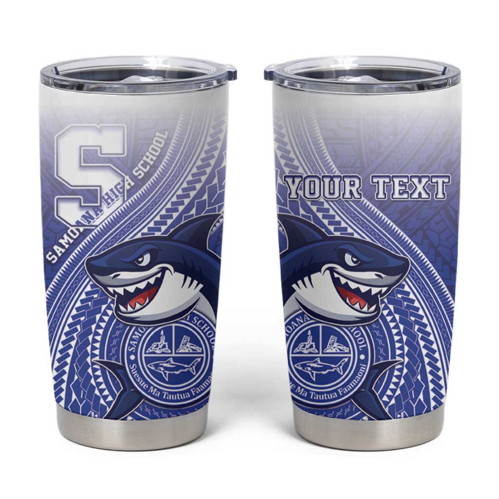 Personalized Samoana High School Tumbler Cup Polynesian Tribal Shark LT05 Blue - Polynesian Pride
