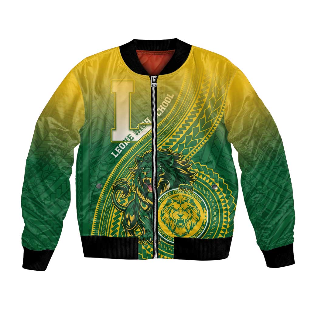 Personalized Leone High School Bomber Jacket Leone Lion LT05 Unisex Green - Polynesian Pride