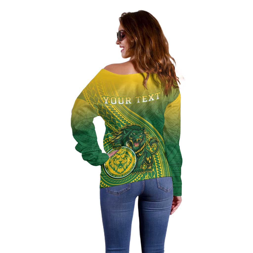 Personalized Leone High School Off Shoulder Sweater Leone Lion LT05 - Polynesian Pride