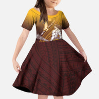Personalized Tafuna High School Kid Short Sleeve Dress Polynesian Warrior LT05 KID Maroon - Polynesian Pride