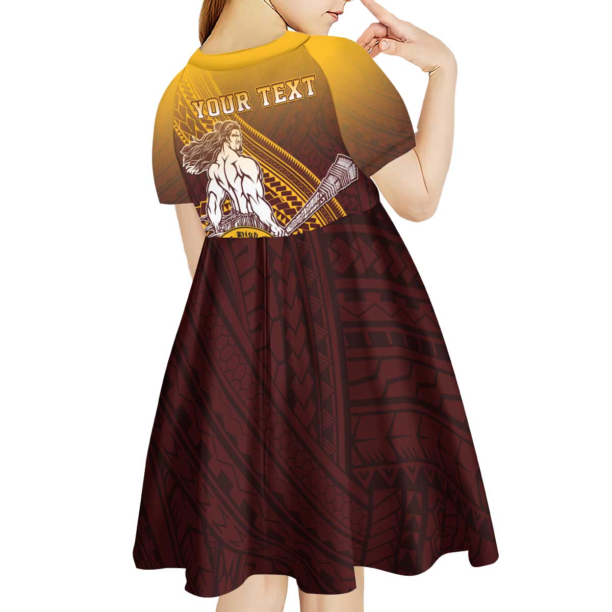 Personalized Tafuna High School Kid Short Sleeve Dress Polynesian Warrior LT05 - Polynesian Pride