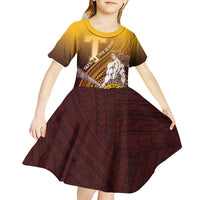 Personalized Tafuna High School Kid Short Sleeve Dress Polynesian Warrior LT05 - Polynesian Pride