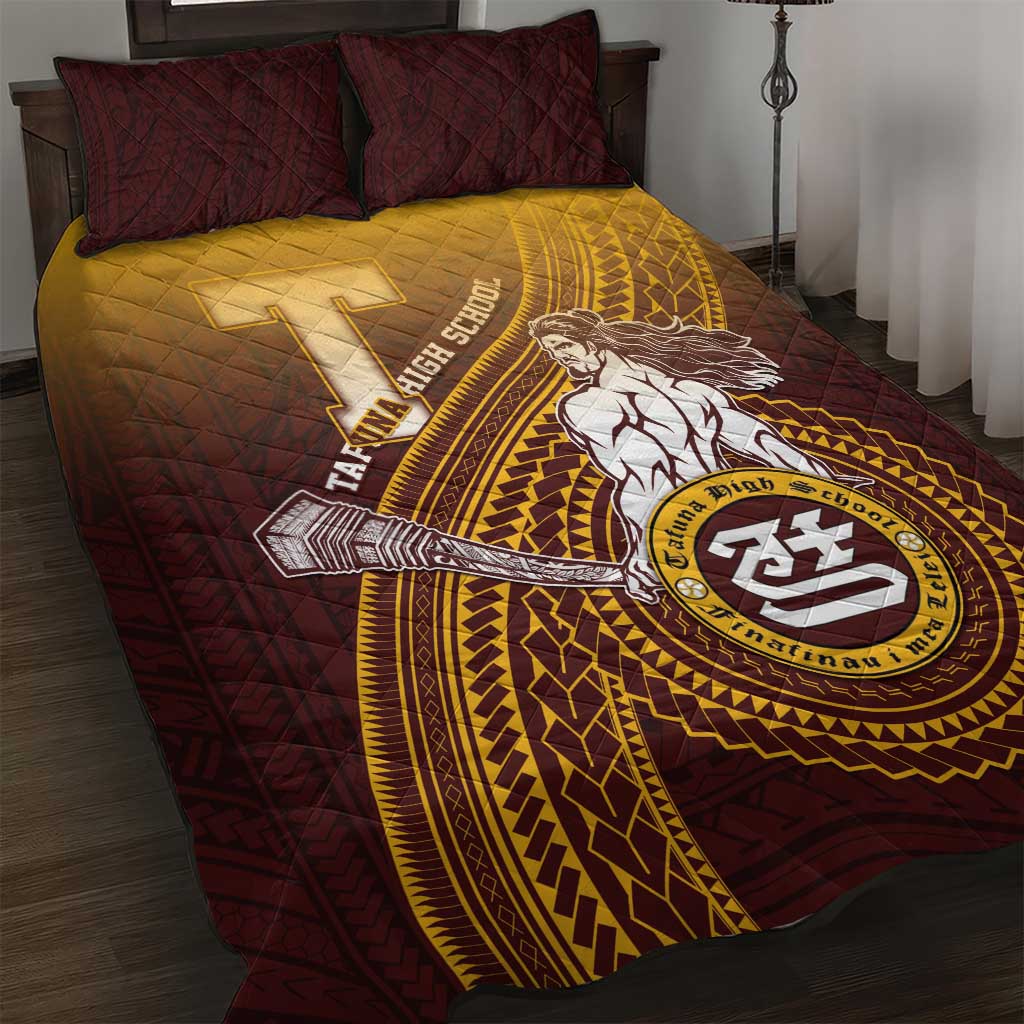Tafuna High School Quilt Bed Set Polynesian Warrior LT05 Maroon - Polynesian Pride