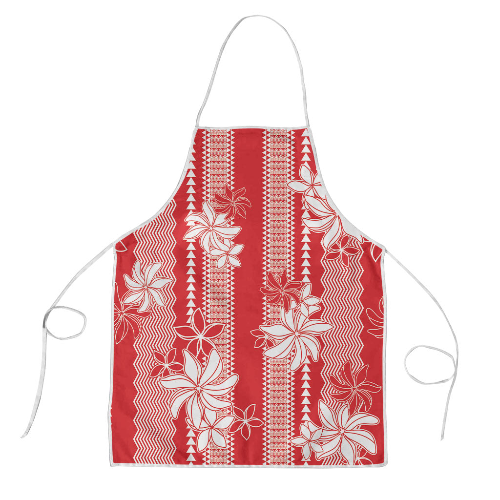 Hawaii Kakau Tribal Apron With Red Tiare LT05 Red - Polynesian Pride