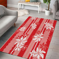 Hawaii Kakau Tribal Area Rug With Red Tiare LT05 - Polynesian Pride