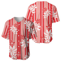Hawaii Kakau Tribal Baseball Jersey With Red Tiare LT05 - Polynesian Pride