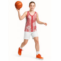Hawaii Kakau Tribal Basketball Jersey With Red Tiare LT05 - Polynesian Pride