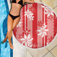 Hawaii Kakau Tribal Beach Blanket With Red Tiare LT05 - Polynesian Pride