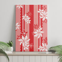 Hawaii Kakau Tribal Canvas Wall Art With Red Tiare LT05 - Polynesian Pride