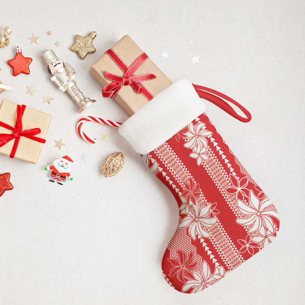 Hawaii Kakau Tribal Christmas Stocking With Red Tiare
