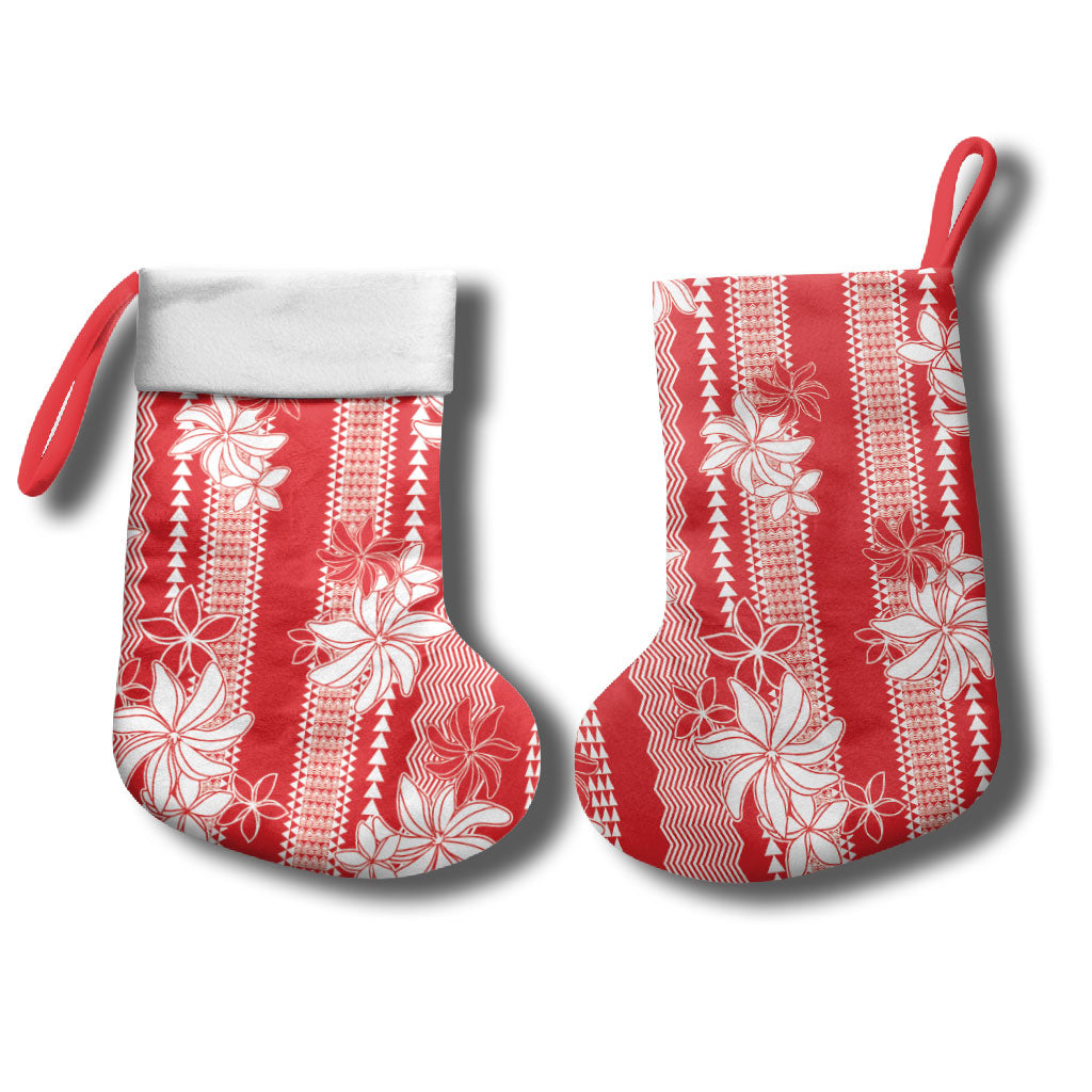 Hawaii Kakau Tribal Christmas Stocking With Red Tiare