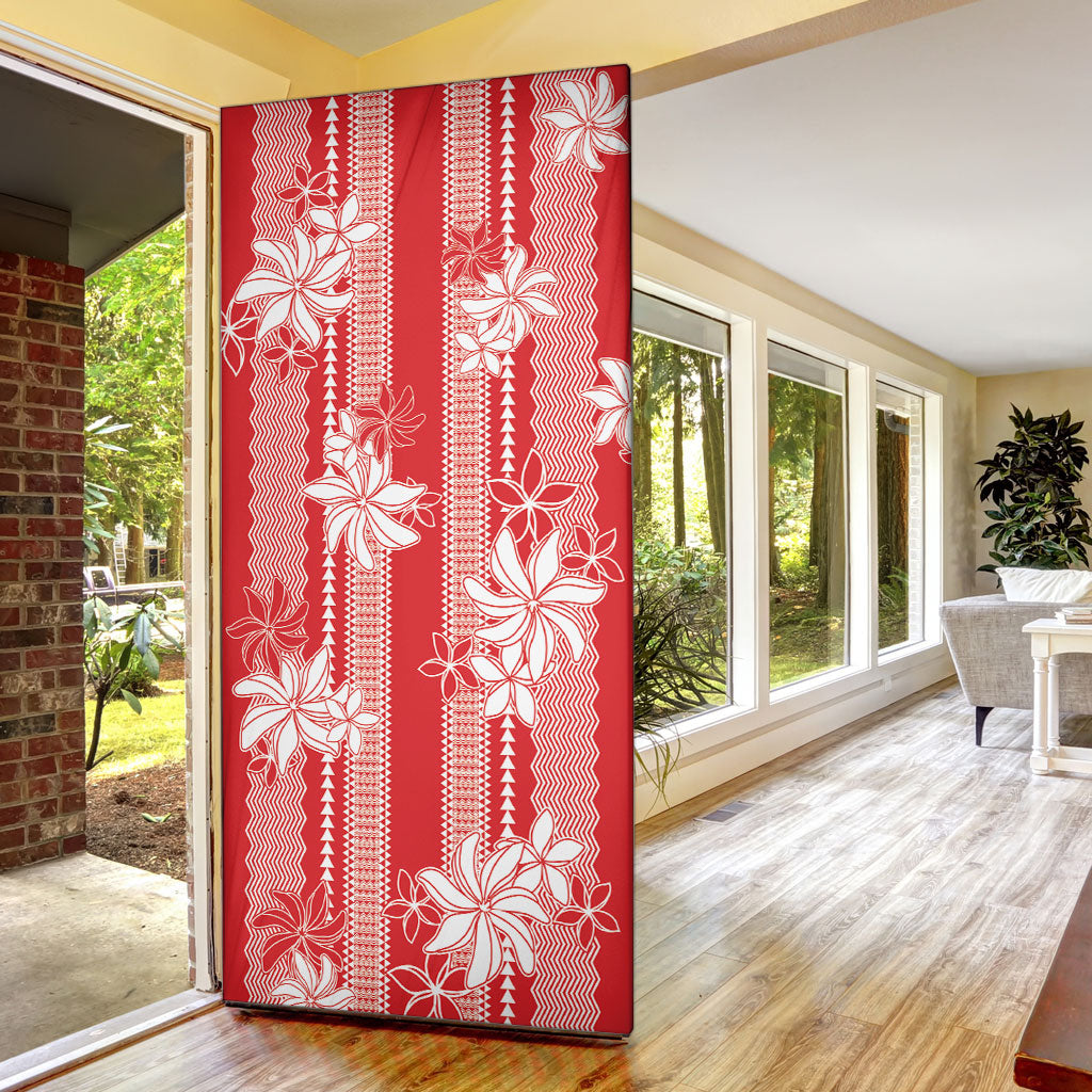 Hawaii Kakau Tribal Door Cover With Red Tiare LT05 - Polynesian Pride