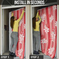 Hawaii Kakau Tribal Door Cover With Red Tiare LT05 - Polynesian Pride