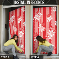 Hawaii Kakau Tribal Door Cover With Red Tiare LT05 - Polynesian Pride
