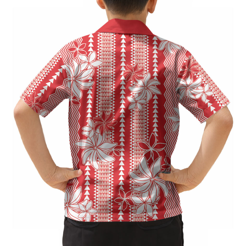 Hawaii Kakau Tribal Hawaiian Shirt With Red Tiare LT05 - Polynesian Pride