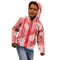 Hawaii Kakau Tribal Kid Hoodie With Red Tiare LT05 - Polynesian Pride