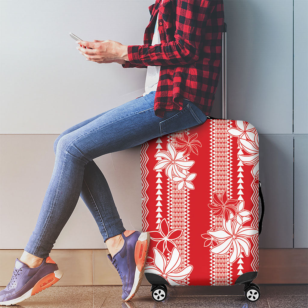Hawaii Kakau Tribal Luggage Cover With Red Tiare LT05 - Polynesian Pride