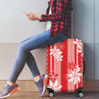 Hawaii Kakau Tribal Luggage Cover With Red Tiare LT05 - Polynesian Pride