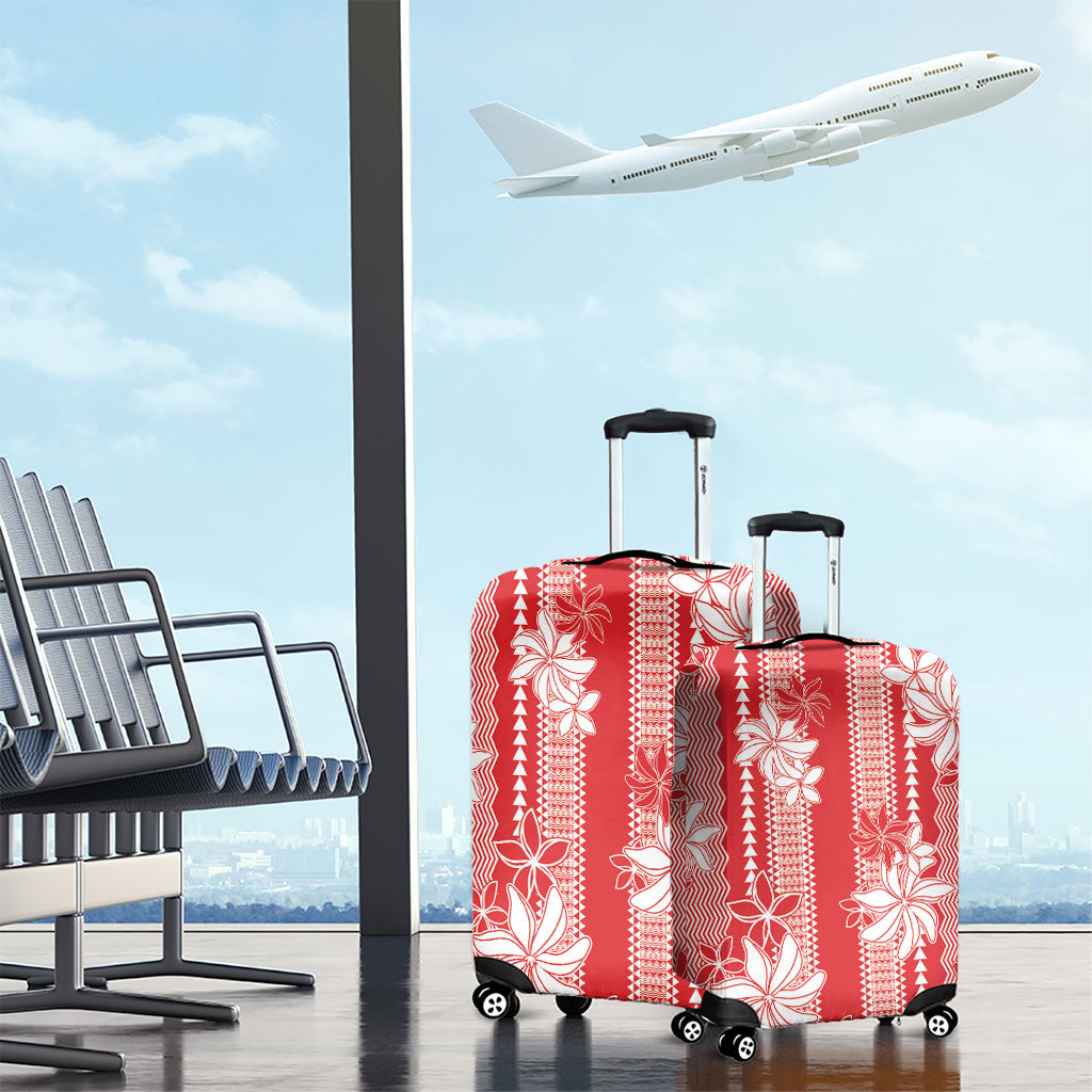 Hawaii Kakau Tribal Luggage Cover With Red Tiare LT05 - Polynesian Pride