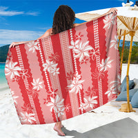 Hawaii Kakau Tribal Sarong With Red Tiare LT05 One Size 44 x 66 inches Red - Polynesian Pride