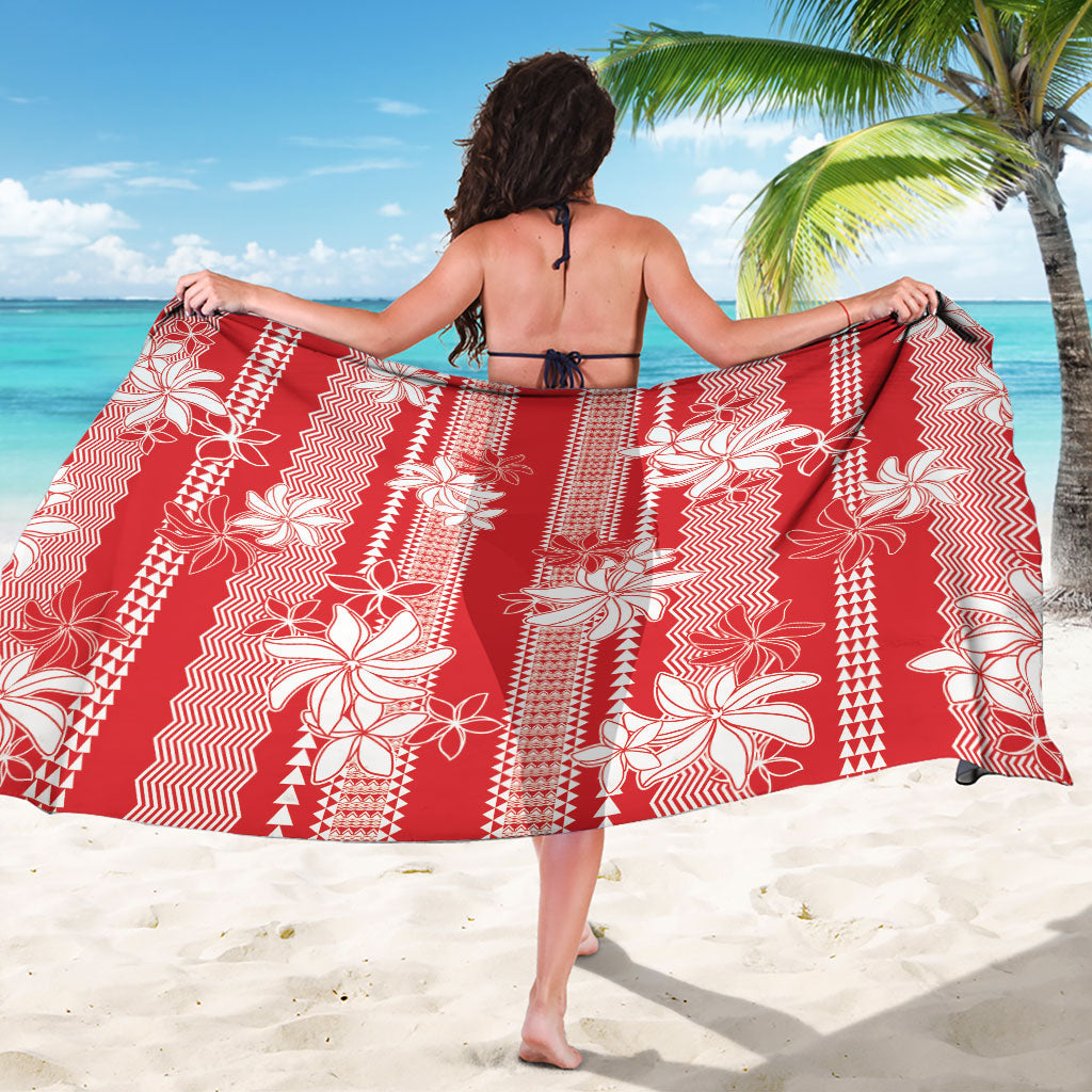Hawaii Kakau Tribal Sarong With Red Tiare LT05 - Polynesian Pride