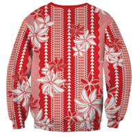 Hawaii Kakau Tribal Sweatshirt With Red Tiare LT05 - Polynesian Pride