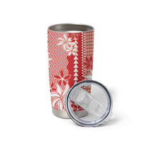 Hawaii Kakau Tribal Tumbler Cup With Red Tiare LT05 - Polynesian Pride