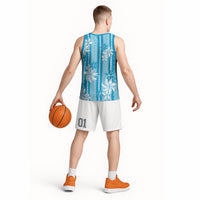 Hawaii Kakau Tribal Basketball Jersey With Blue Tiare LT05 - Polynesian Pride