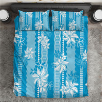 Hawaii Kakau Tribal Bedding Set With Blue Tiare LT05 Blue - Polynesian Pride