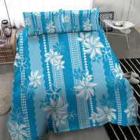 Hawaii Kakau Tribal Bedding Set With Blue Tiare LT05 - Polynesian Pride