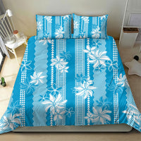 Hawaii Kakau Tribal Bedding Set With Blue Tiare LT05 - Polynesian Pride