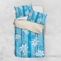 Hawaii Kakau Tribal Bedding Set With Blue Tiare LT05 US Twin 172cm x 218cm Blue - Polynesian Pride
