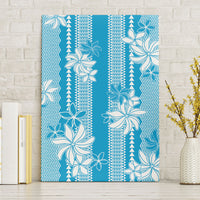 Hawaii Kakau Tribal Canvas Wall Art With Blue Tiare LT05 Without Frame Blue - Polynesian Pride