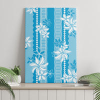Hawaii Kakau Tribal Canvas Wall Art With Blue Tiare LT05 - Polynesian Pride