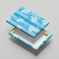 Hawaii Kakau Tribal Canvas Wall Art With Blue Tiare LT05 - Polynesian Pride