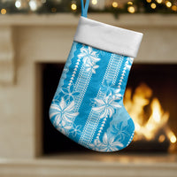 Hawaii Kakau Tribal Christmas Stocking With Blue Tiare