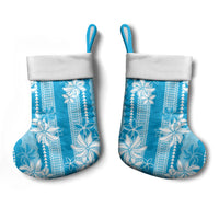 Hawaii Kakau Tribal Christmas Stocking With Blue Tiare