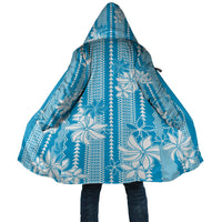 Hawaii Kakau Tribal Cloak With Blue Tiare LT05 Unisex Blue - Polynesian Pride