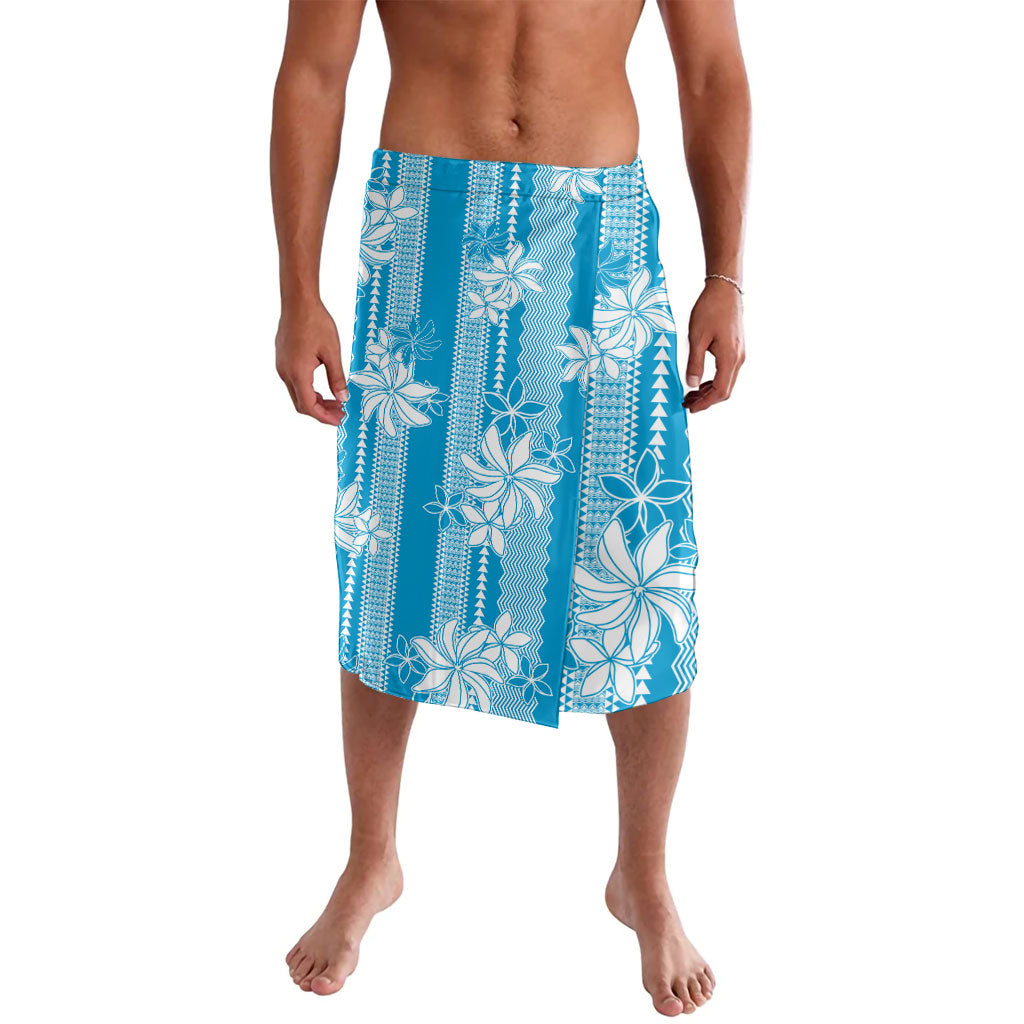 Hawaii Kakau Tribal Lavalava With Blue Tiare LT05 Blue - Polynesian Pride