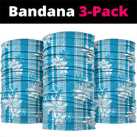 Hawaii Kakau Tribal Neck Gaiter With Blue Tiare LT05 package One Size: 25*50cm Blue - Polynesian Pride