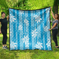 Hawaii Kakau Tribal Quilt With Blue Tiare LT05 - Polynesian Pride