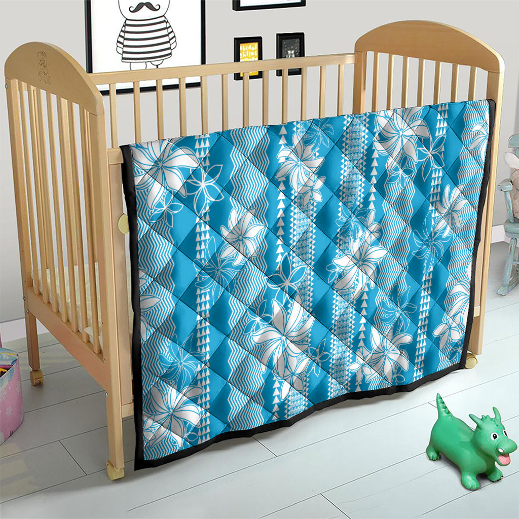 Hawaii Kakau Tribal Quilt With Blue Tiare LT05 - Polynesian Pride