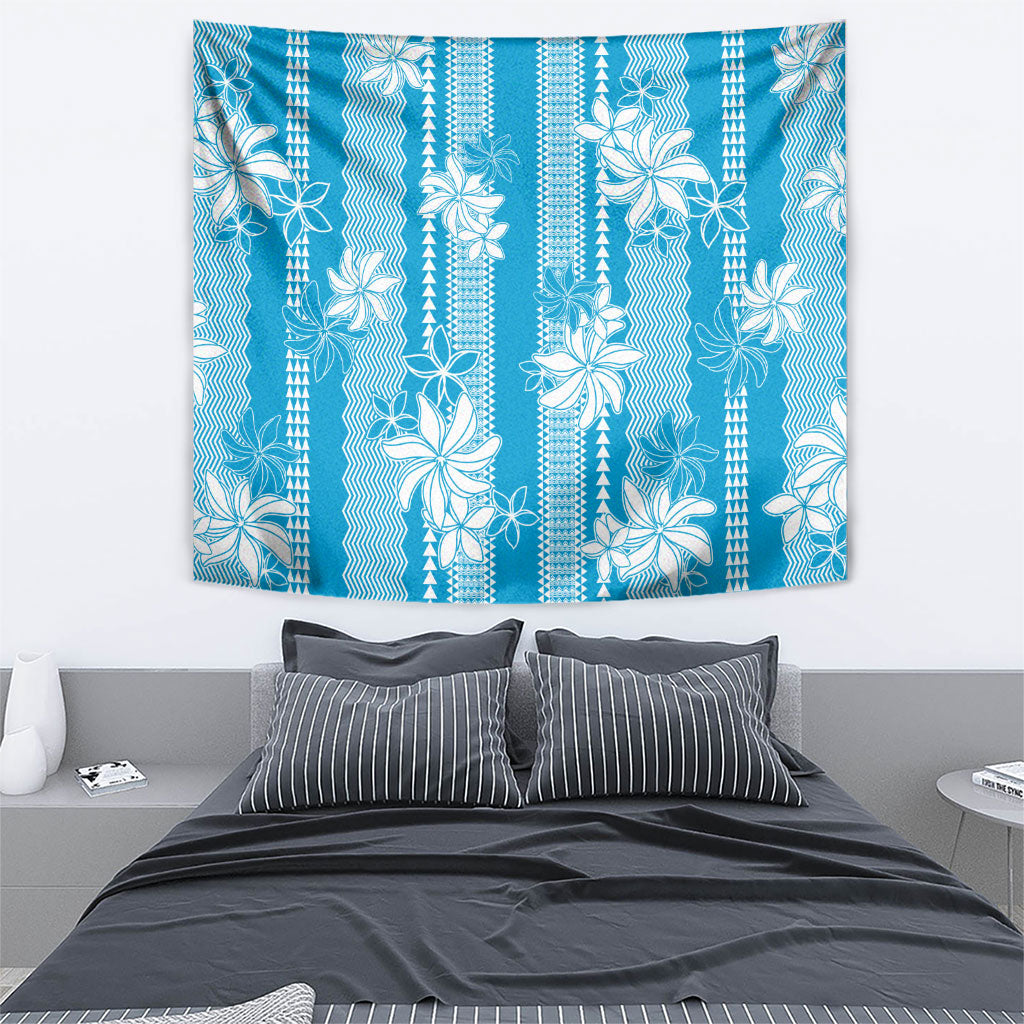 Hawaii Kakau Tribal Tapestry With Blue Tiare LT05 - Polynesian Pride