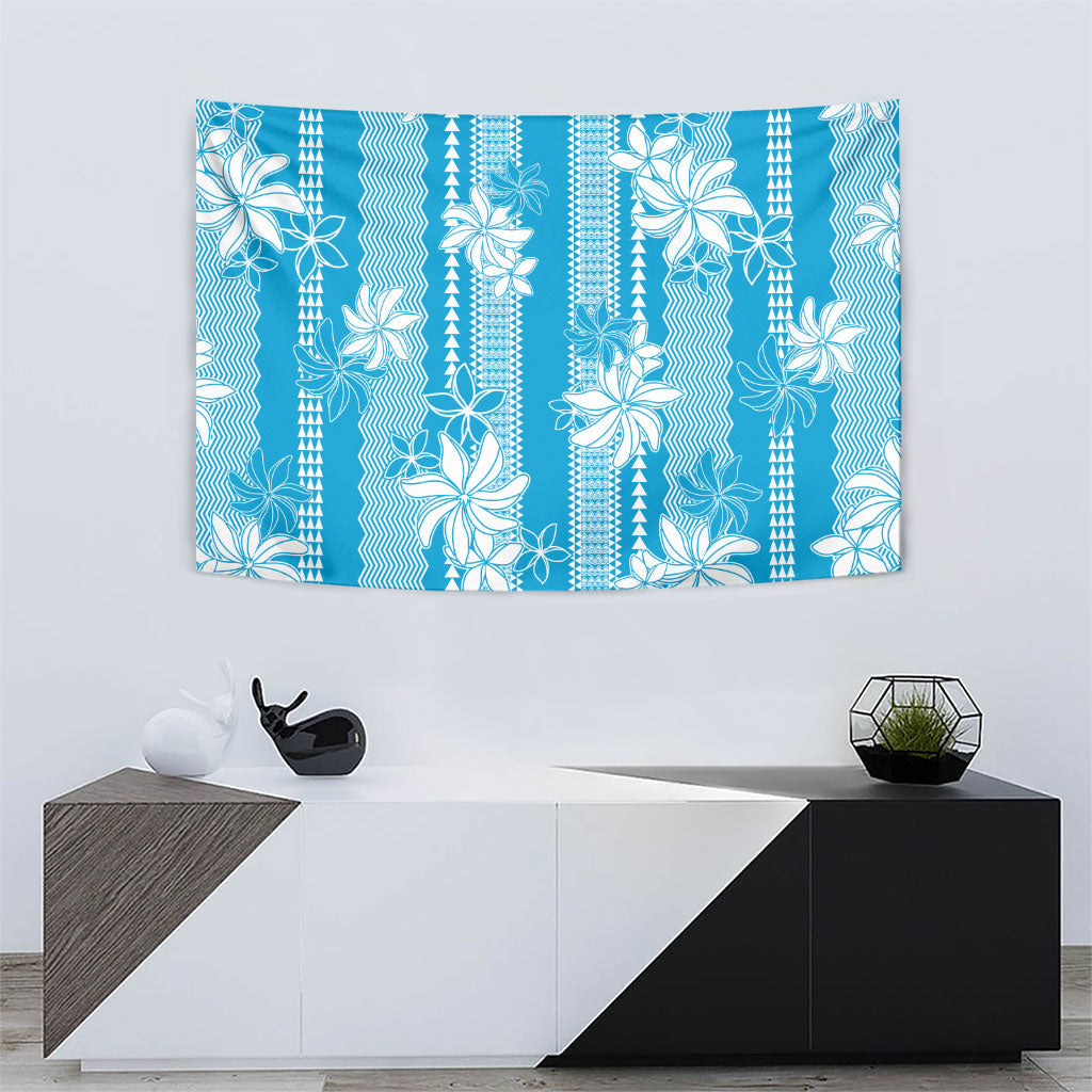 Hawaii Kakau Tribal Tapestry With Blue Tiare LT05 - Polynesian Pride