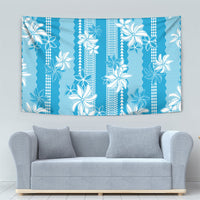 Hawaii Kakau Tribal Tapestry With Blue Tiare LT05 - Polynesian Pride