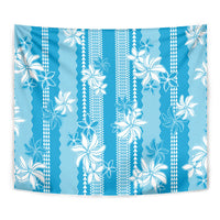 Hawaii Kakau Tribal Tapestry With Blue Tiare LT05 - Polynesian Pride