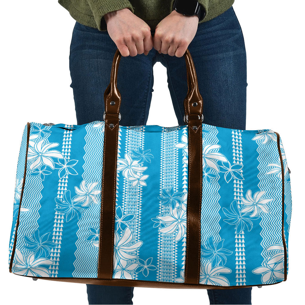 Hawaii Kakau Tribal Travel Bag With Blue Tiare LT05 Blue - Polynesian Pride