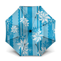 Hawaii Kakau Tribal Umbrella With Blue Tiare LT05 One Size Folded 11.42 inch Opened Diameter 37.4 inch Blue - Polynesian Pride